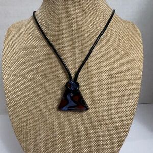 Triangle Shaped Lampwork Glass Pendant Necklace